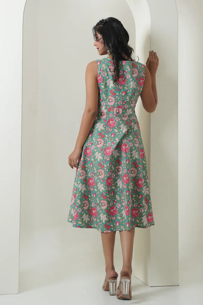 SWEET GREEN FLORAL MAXI DRESS