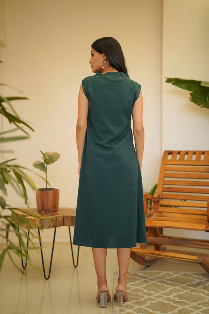 Teal Relaxed V Neck Dress