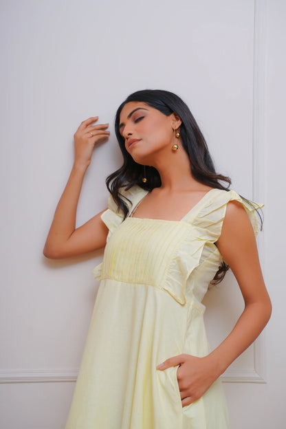 Lemon yellow tier dress