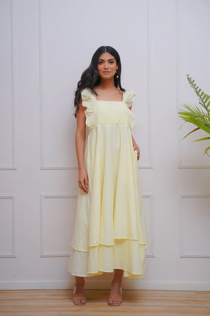 Lemon yellow tier dress