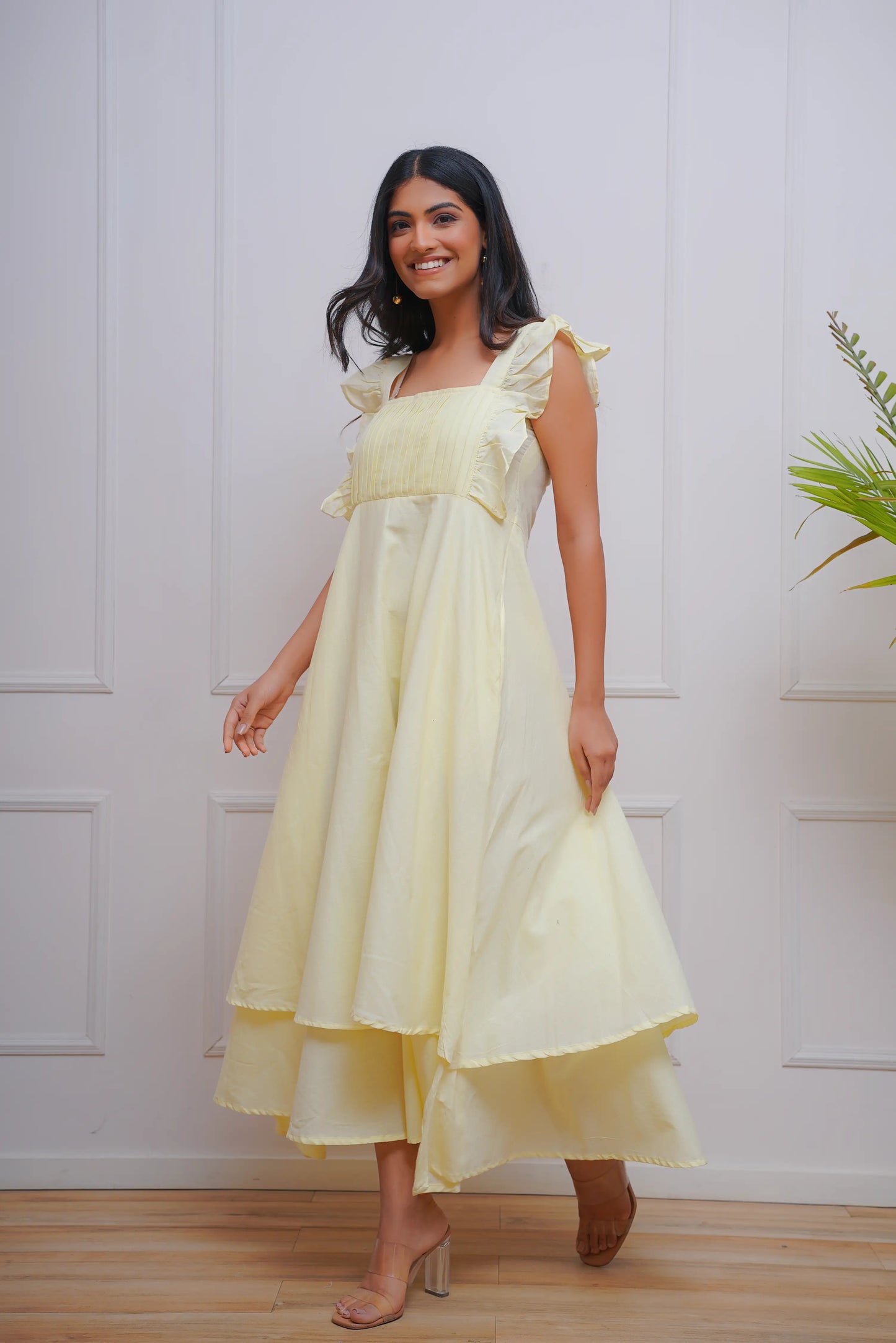 Lemon yellow tier dress