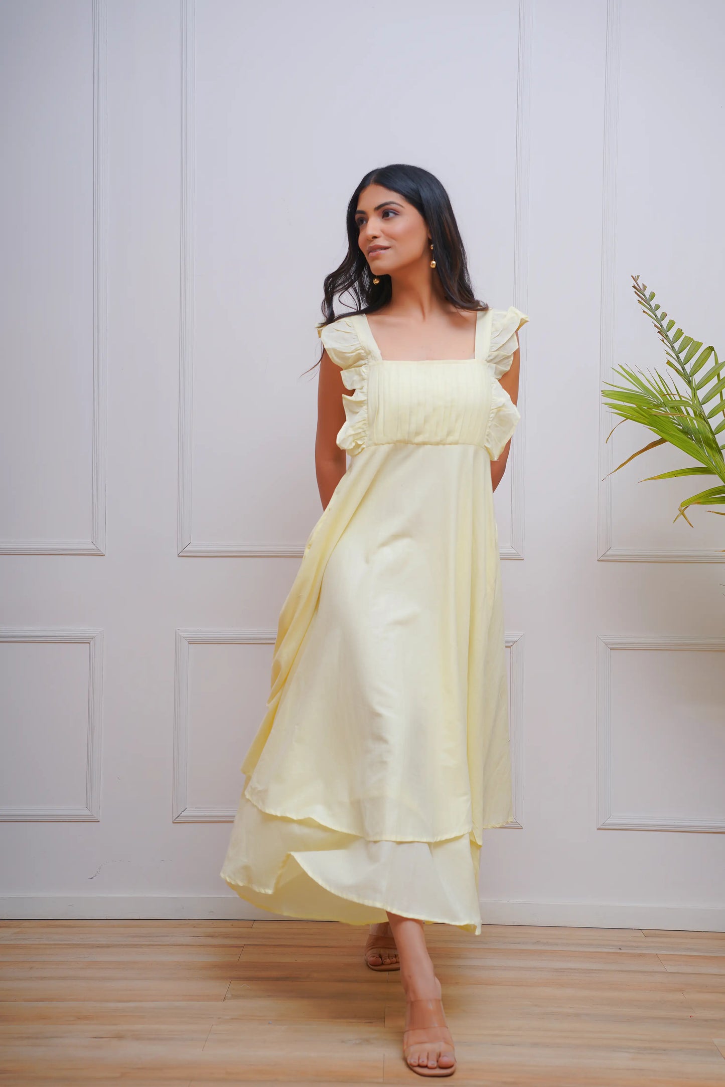 Lemon yellow tier dress