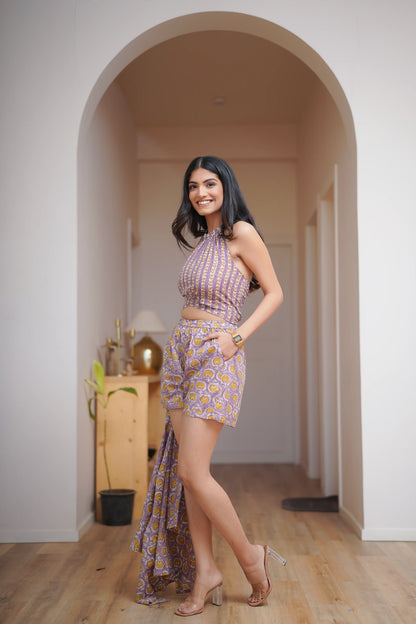 Petal Shorts and Kimono with Bustier