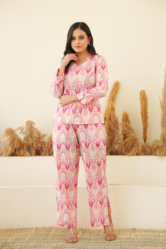 BOBBY PINK PRINTED CO-ORD SET