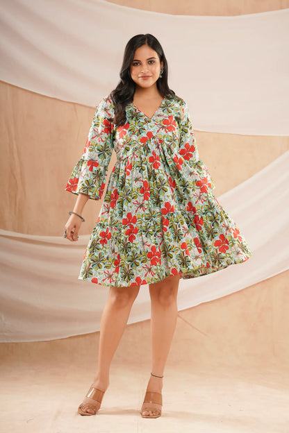 SPRING FLORAL SHORT DRESS