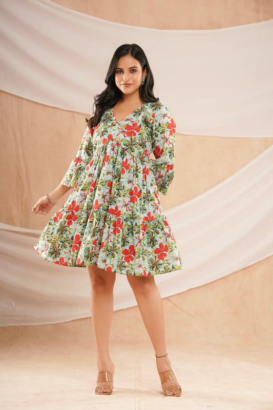 SPRING FLORAL SHORT DRESS