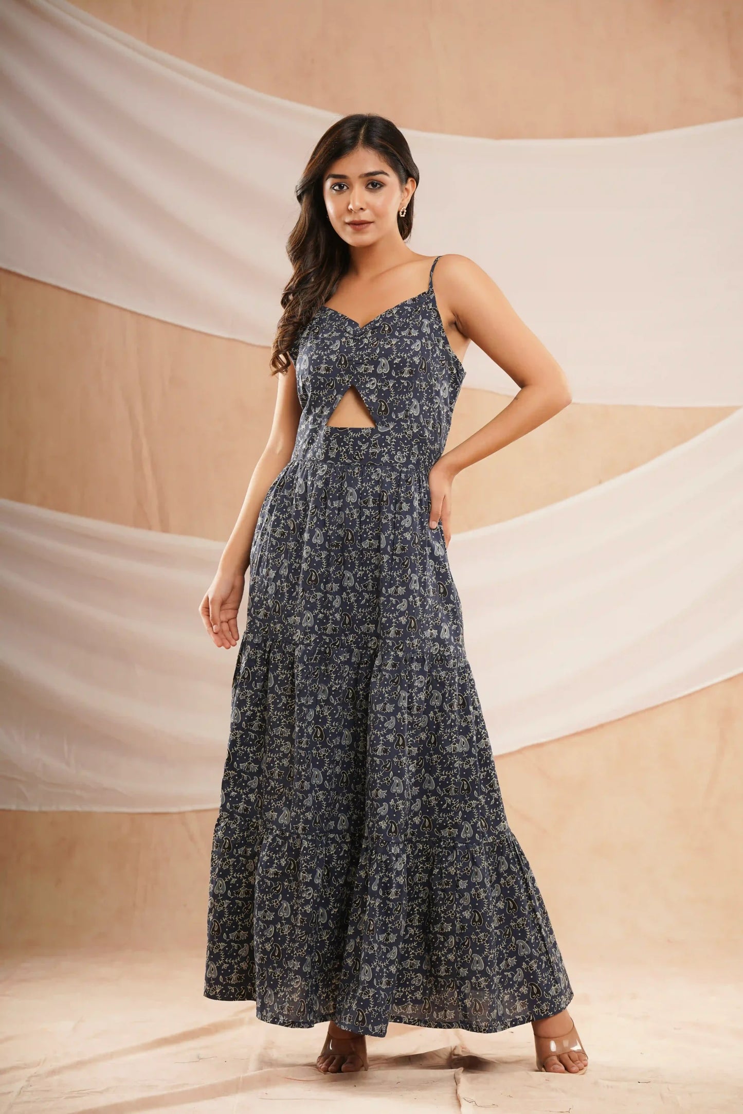 INDIGO KEY HOLE MAXI DRESS