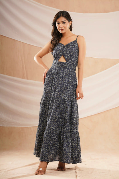 INDIGO KEY HOLE MAXI DRESS