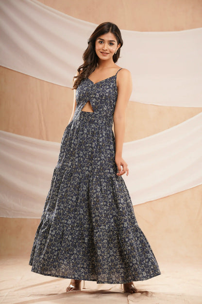 INDIGO KEY HOLE MAXI DRESS