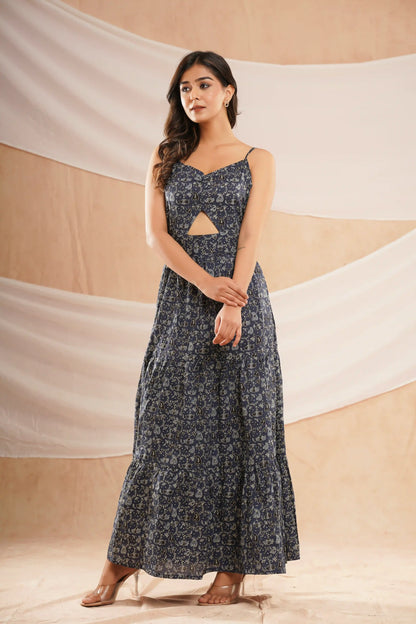 INDIGO KEY HOLE MAXI DRESS