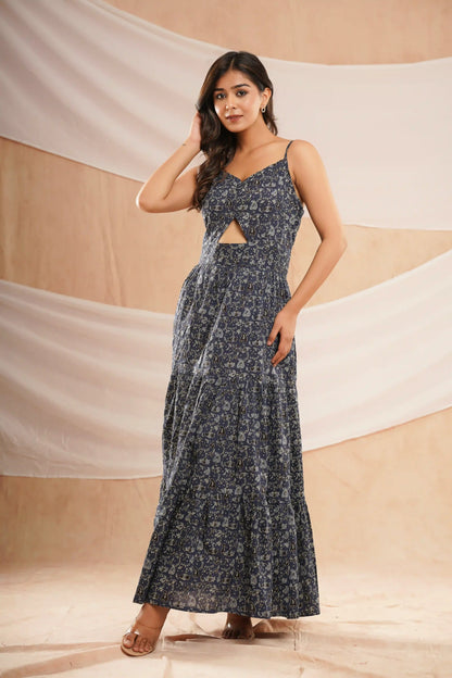 INDIGO KEY HOLE MAXI DRESS