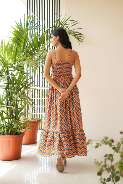 Chevron Orange Beach Dress