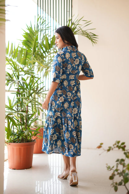 Blue Button Down Maxi Day Dress