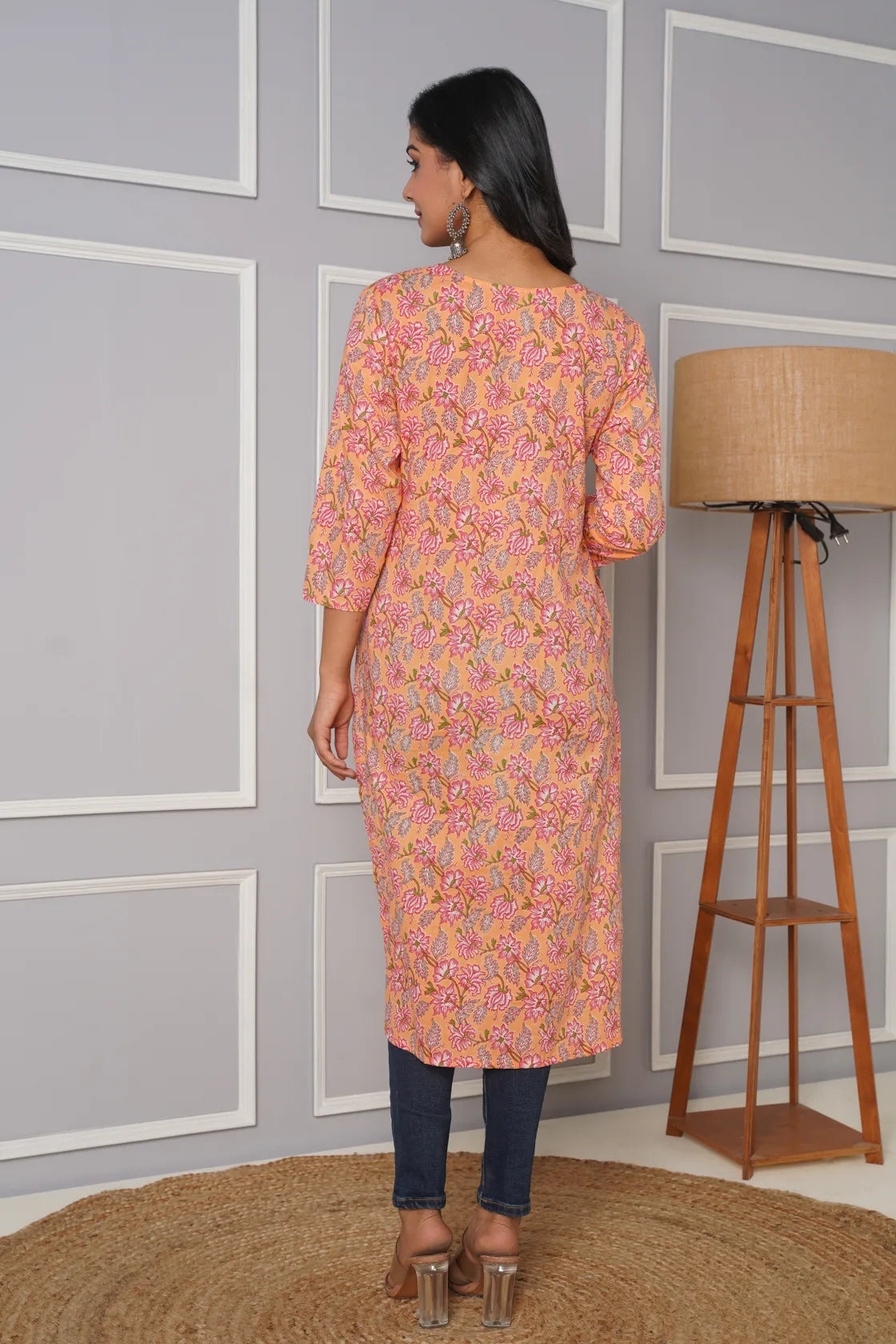 PEACH PRINTED KURTA