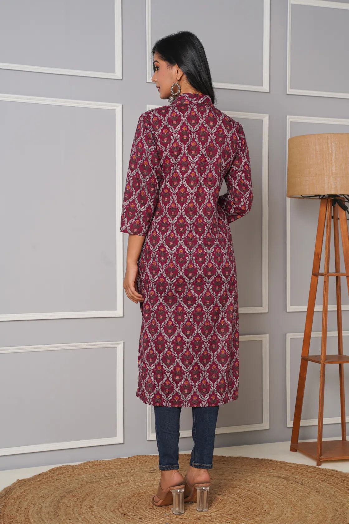 MAROON PRINTED KURTA