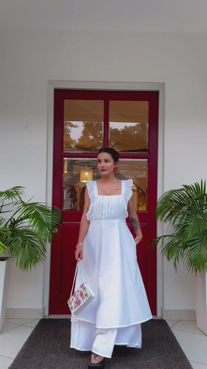 WHITE TIER LONG DRESS